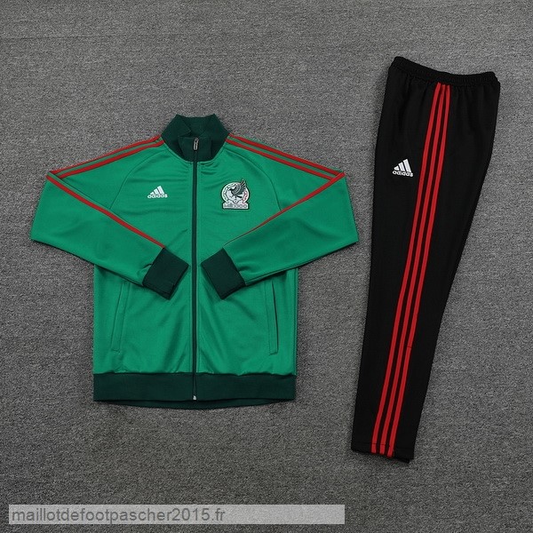 Maillot Foot Achat Ensemble Complet Ensemble longue fermeture éclair vêtements De Sport Mexique 2022 Vert I Noir