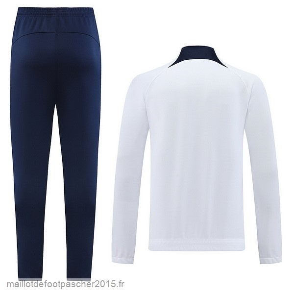 Maillot Foot Achat Ensemble Complet Ensemble longue fermeture éclair vêtements De Sport Paris Saint Germain 2022 2023 Blanc Bleu