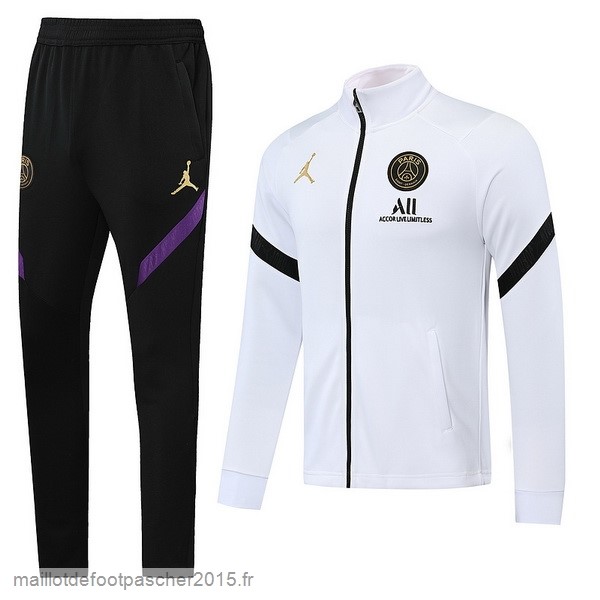 Maillot Foot Achat Ensemble Complet Ensemble longue fermeture éclair vêtements De Sport Paris Saint Germain 2022 2023 Blanc Noir
