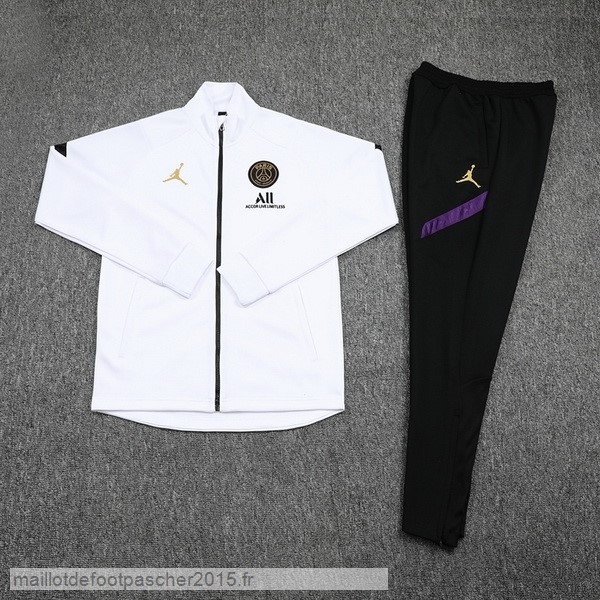 Maillot Foot Achat Ensemble Complet Ensemble longue fermeture éclair vêtements De Sport Paris Saint Germain 2022 2023 Blanc Noir