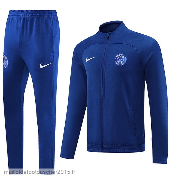 Maillot Foot Achat Ensemble Complet Ensemble longue fermeture éclair vêtements De Sport Paris Saint Germain 2022 2023 Bleu