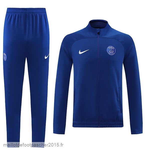 Maillot Foot Achat Ensemble Complet Ensemble longue fermeture éclair vêtements De Sport Paris Saint Germain 2022 2023 Bleu