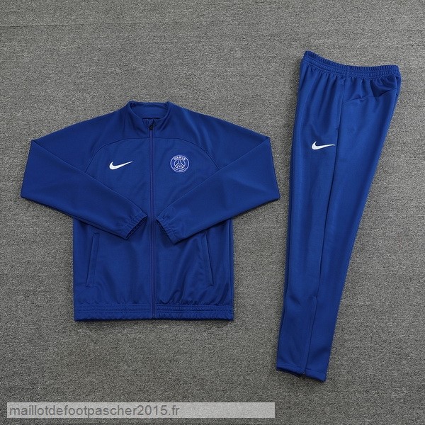 Maillot Foot Achat Ensemble Complet Ensemble longue fermeture éclair vêtements De Sport Paris Saint Germain 2022 2023 Bleu