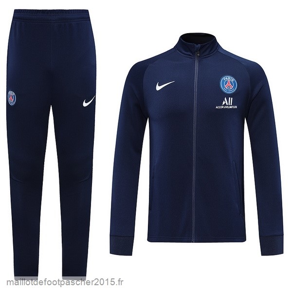 Maillot Foot Achat Ensemble Complet Ensemble longue fermeture éclair vêtements De Sport Paris Saint Germain 2022 2023 Bleu Marine