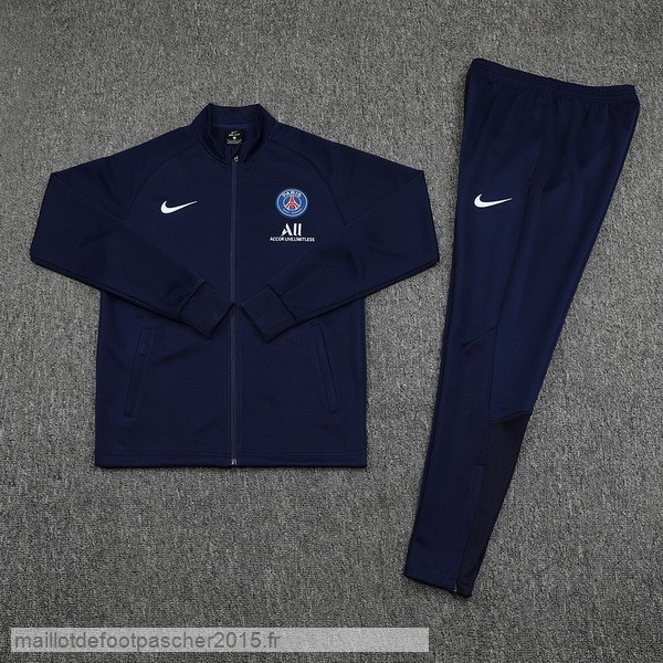 Maillot Foot Achat Ensemble Complet Ensemble longue fermeture éclair vêtements De Sport Paris Saint Germain 2022 2023 Bleu Marine
