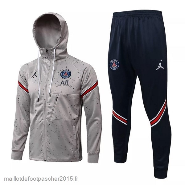 Maillot Foot Achat Sweat Shirt Capuche Paris Saint Germain 2021 2022 Gris Bleu