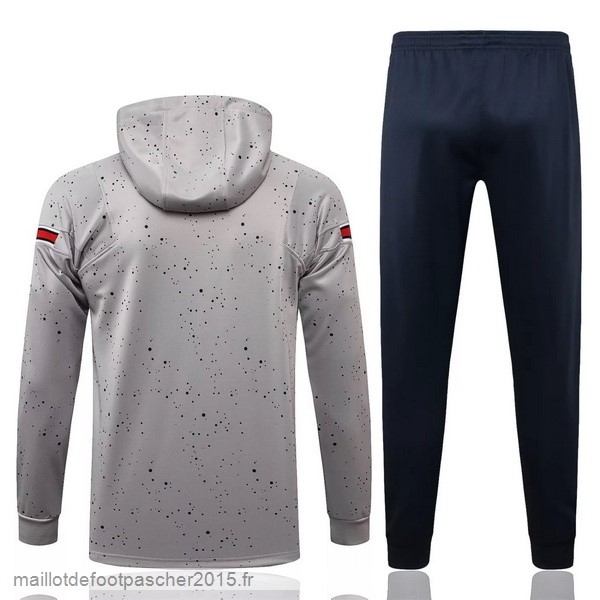 Maillot Foot Achat Sweat Shirt Capuche Paris Saint Germain 2021 2022 Gris Bleu