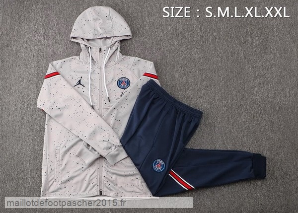 Maillot Foot Achat Sweat Shirt Capuche Paris Saint Germain 2021 2022 Gris Bleu