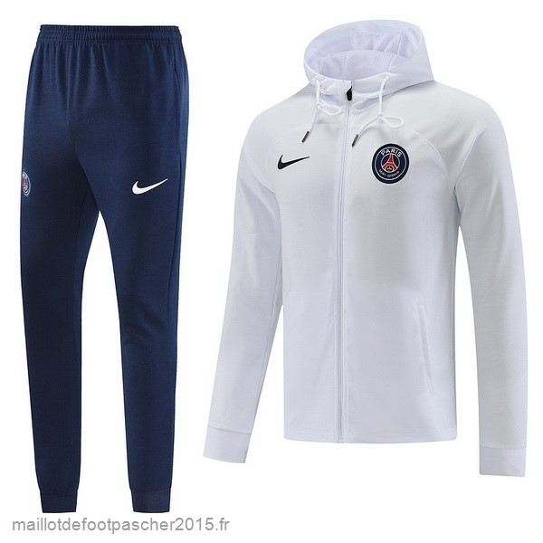 Maillot Foot Achat Sweat Shirt Capuche Paris Saint Germain 2022 2023 Blanc II Noir