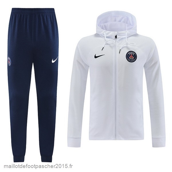 Maillot Foot Achat Sweat Shirt Capuche Paris Saint Germain 2022 2023 Blanc II Noir
