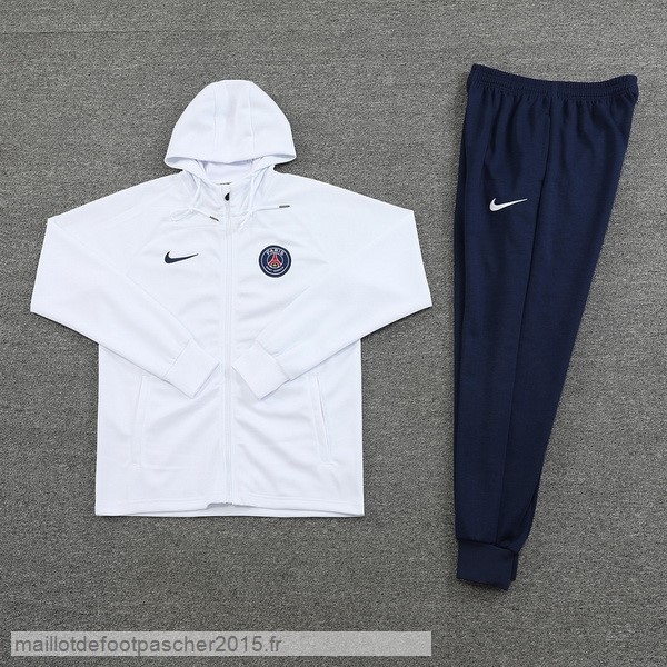 Maillot Foot Achat Sweat Shirt Capuche Paris Saint Germain 2022 2023 Blanc II Noir