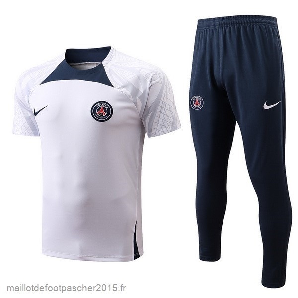 Maillot Foot Achat Entrainement Ensemble Complet Paris Saint Germain 2022 2023 Blanc I Bleu