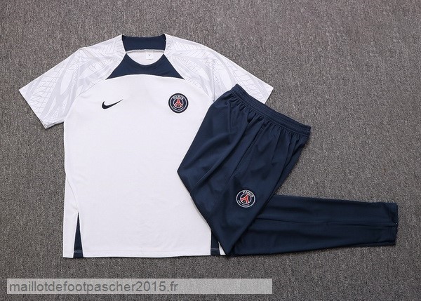Maillot Foot Achat Entrainement Ensemble Complet Paris Saint Germain 2022 2023 Blanc I Bleu