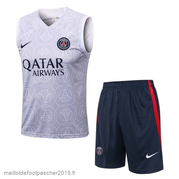 Maillot Foot Achat Entrainement Sans Manches Ensemble Complet Paris Saint Germain 2022 2023 Blanc I Bleu