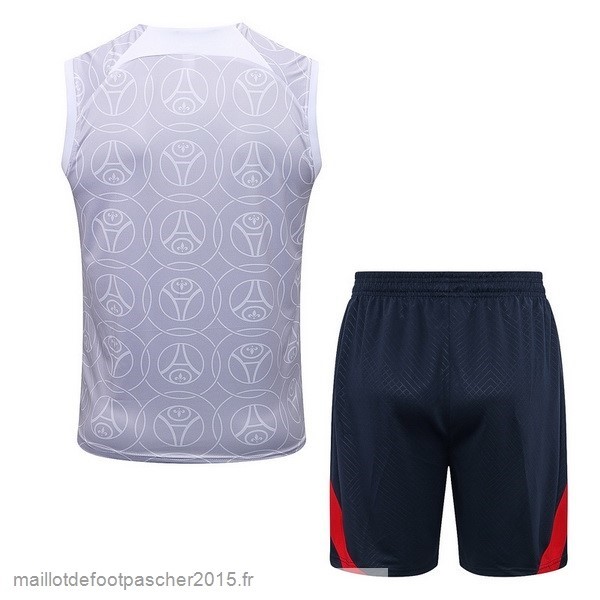 Maillot Foot Achat Entrainement Sans Manches Ensemble Complet Paris Saint Germain 2022 2023 Blanc I Bleu