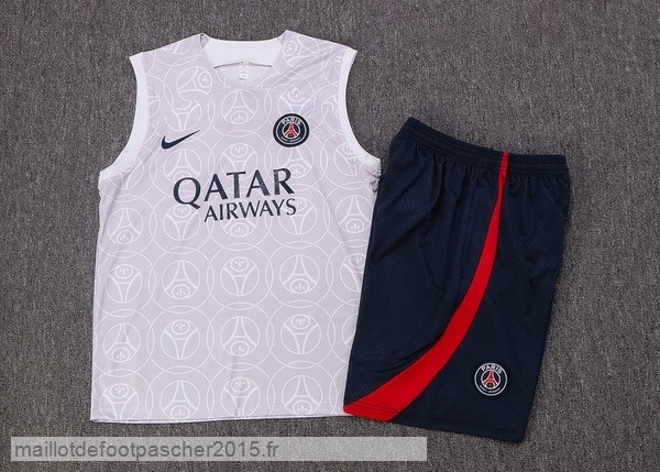 Maillot Foot Achat Entrainement Sans Manches Ensemble Complet Paris Saint Germain 2022 2023 Blanc I Bleu