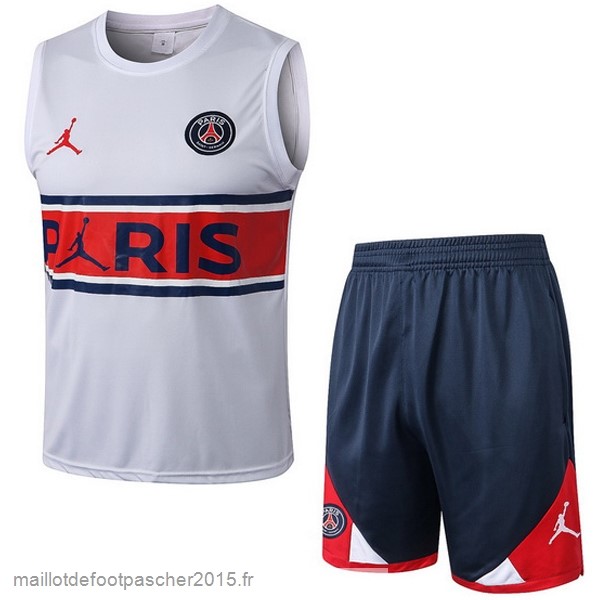 Maillot Foot Achat Entrainement Sans Manches Ensemble Complet Paris Saint Germain 2022 2023 Blanc I Rouge Bleu