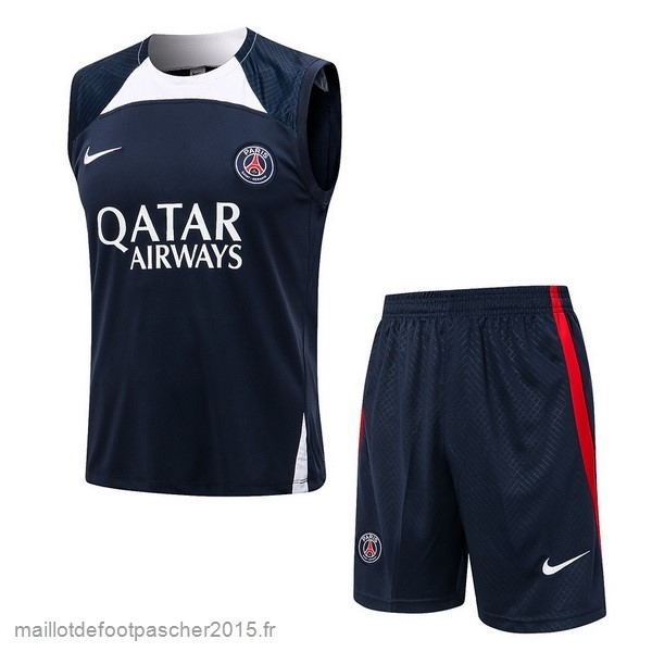 Maillot Foot Achat Entrainement Sans Manches Ensemble Complet Paris Saint Germain 2022 2023 Bleu II Blanc