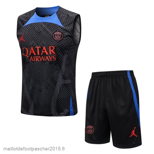 Maillot Foot Achat Entrainement Sans Manches Ensemble Complet Paris Saint Germain 2022 2023 Noir I Bleu Rouge