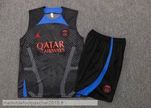 Maillot Foot Achat Entrainement Sans Manches Ensemble Complet Paris Saint Germain 2022 2023 Noir I Bleu Rouge