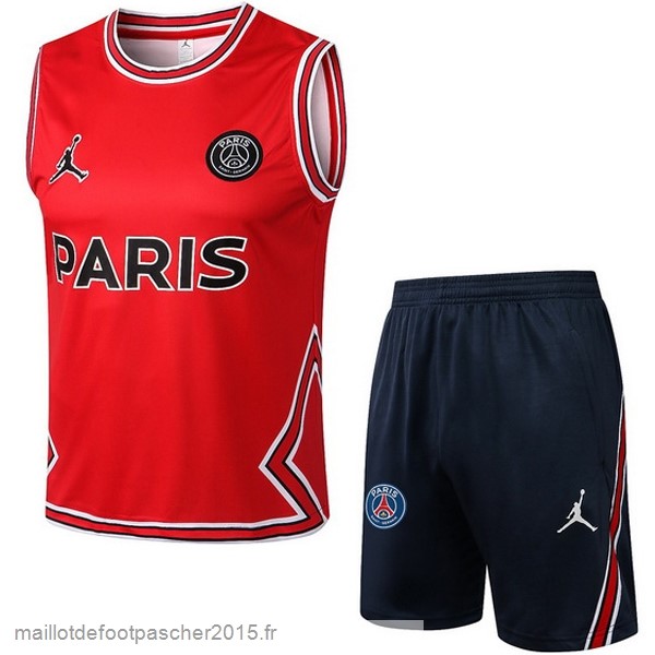 Maillot Foot Achat Entrainement Sans Manches Ensemble Complet Paris Saint Germain 2022 2023 Rouge Bleu
