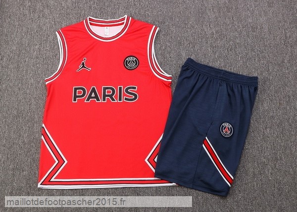 Maillot Foot Achat Entrainement Sans Manches Ensemble Complet Paris Saint Germain 2022 2023 Rouge Bleu