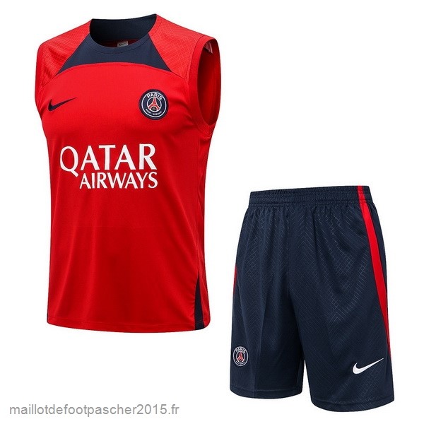 Maillot Foot Achat Entrainement Sans Manches Ensemble Complet Paris Saint Germain 2022 2023 Rouge I Bleu