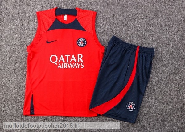 Maillot Foot Achat Entrainement Sans Manches Ensemble Complet Paris Saint Germain 2022 2023 Rouge I Bleu