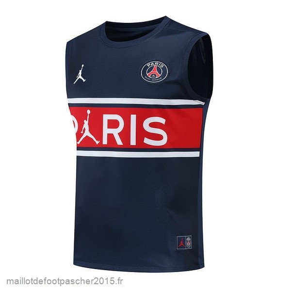 Maillot Foot Achat Entrainement Sans Manches Paris Saint Germain 2022 2023 Bleu Marine Rouge