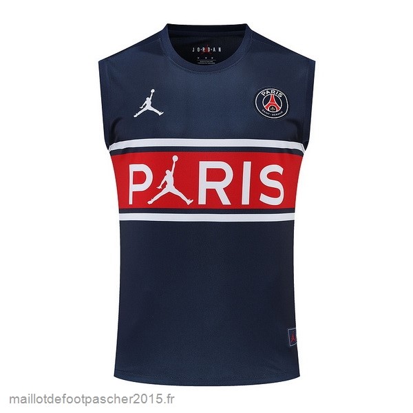 Maillot Foot Achat Entrainement Sans Manches Paris Saint Germain 2022 2023 Bleu Marine Rouge