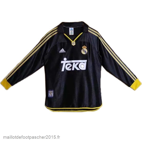 Maillot Foot Achat Exterieur Maillot Manches Longues Real Madrid Rétro 1999 2000 Noir