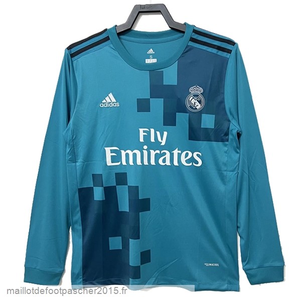 Maillot Foot Achat Third Maillot Manches Longues Real Madrid Rétro 2017 2018 Bleu
