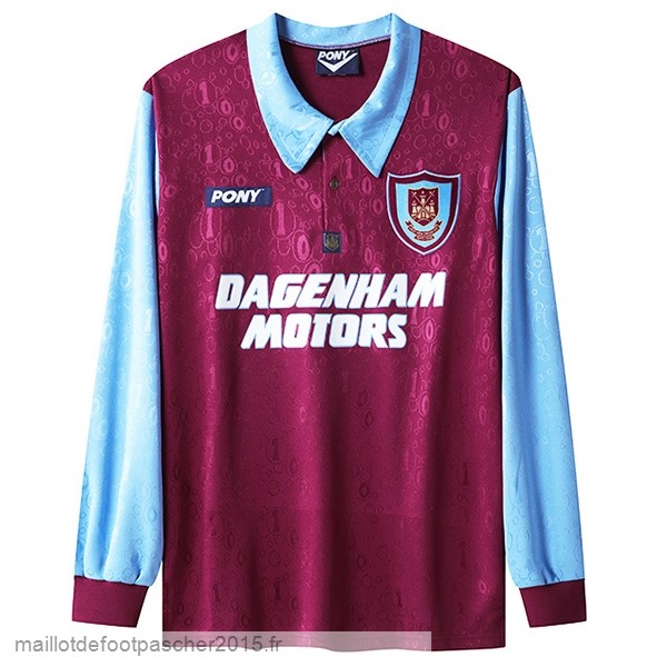 Maillot Foot Achat Domicile Manches Longues West Ham United Rétro 1995 1997 Rouge