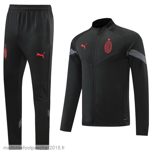 Maillot Foot Achat Ensemble Complet Ensemble longue fermeture éclair vêtements De Sport AC Milan 2022 2023 Noir
