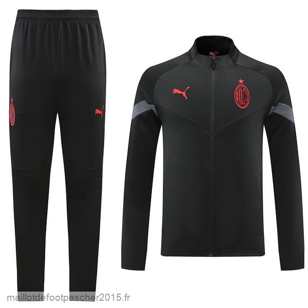Maillot Foot Achat Ensemble Complet Ensemble longue fermeture éclair vêtements De Sport AC Milan 2022 2023 Noir