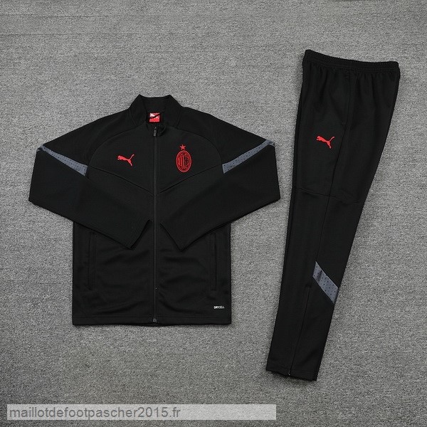 Maillot Foot Achat Ensemble Complet Ensemble longue fermeture éclair vêtements De Sport AC Milan 2022 2023 Noir