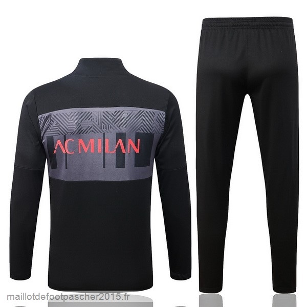 Maillot Foot Achat Ensemble Complet Ensemble longue fermeture éclair vêtements De Sport AC Milan 2022 2023 Noir Gris