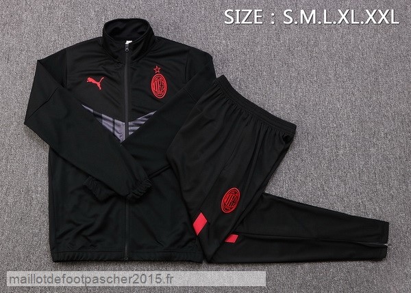 Maillot Foot Achat Ensemble Complet Ensemble longue fermeture éclair vêtements De Sport AC Milan 2022 2023 Noir Gris