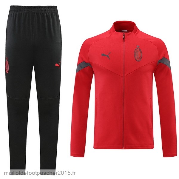 Maillot Foot Achat Ensemble Complet Ensemble longue fermeture éclair vêtements De Sport AC Milan 2022 2023 Noir Rouge