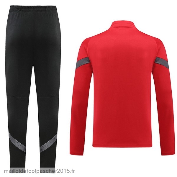 Maillot Foot Achat Ensemble Complet Ensemble longue fermeture éclair vêtements De Sport AC Milan 2022 2023 Noir Rouge