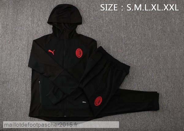 Maillot Foot Achat Sweat Shirt Capuche AC Milan 2021 2022 Noir Rouge