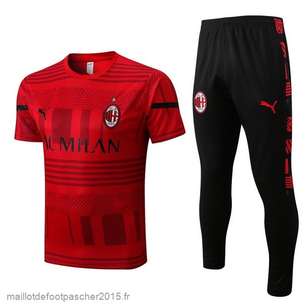 Maillot Foot Achat Entrainement Ensemble Complet AC Milan 2022 2023 Rouge I Noir