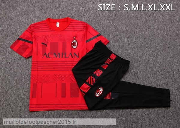 Maillot Foot Achat Entrainement Ensemble Complet AC Milan 2022 2023 Rouge I Noir