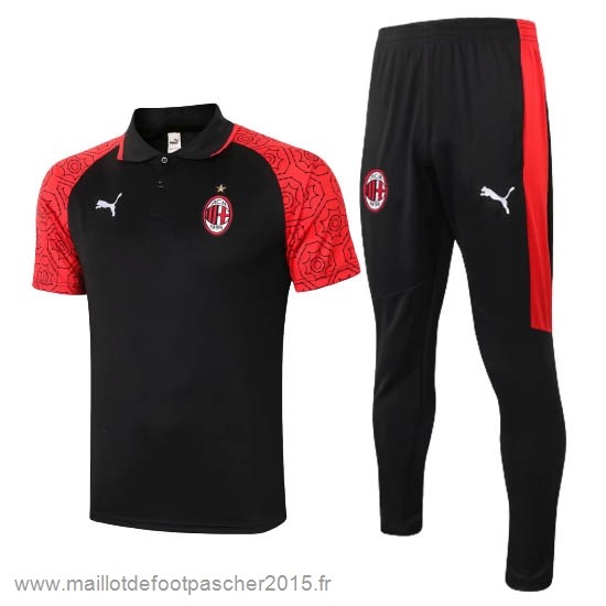 Maillot Foot Achat Ensemble Complet Polo AC Milan 2020 2021 Noir Rouge