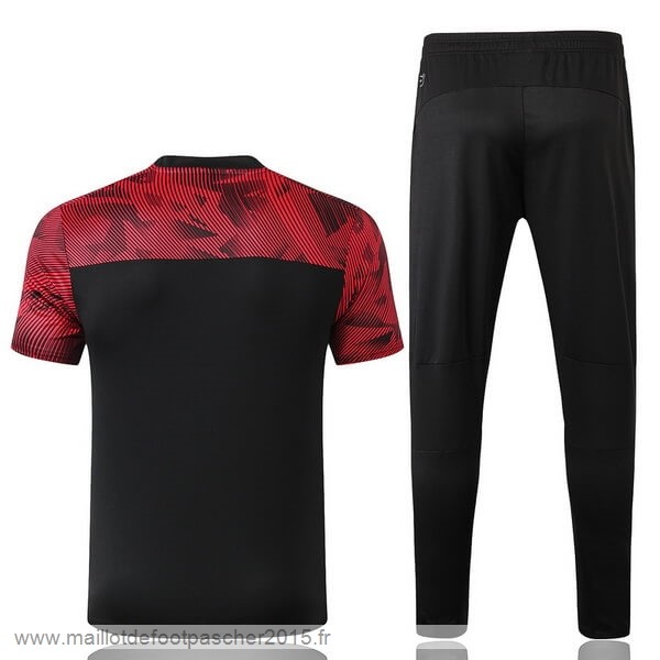 Maillot Foot Achat Entrainement Conjunto Completo AC Milan 2019 2020 Noir Rouge Blanc