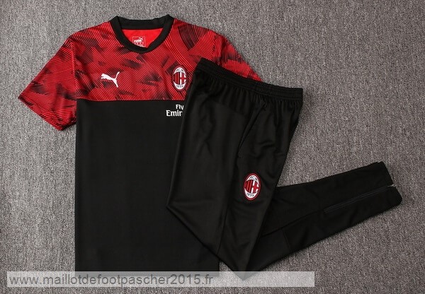 Maillot Foot Achat Entrainement Conjunto Completo AC Milan 2019 2020 Noir Rouge Blanc