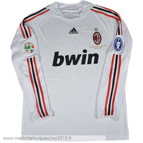 Maillot Foot Achat Exterieur Manches Longues AC Milan Rétro 2008 2009 Blanc