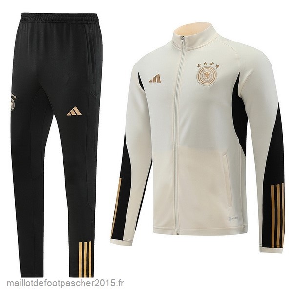 Maillot Foot Achat Ensemble Complet Ensemble longue fermeture éclair vêtements De Sport Allemagne 2022 Blanc I Noir