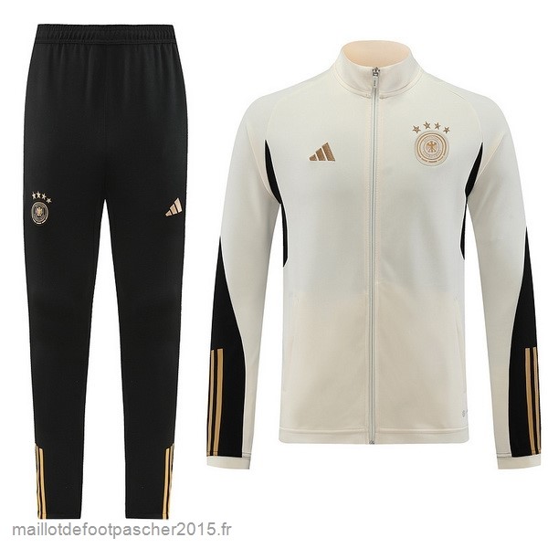 Maillot Foot Achat Ensemble Complet Ensemble longue fermeture éclair vêtements De Sport Allemagne 2022 Blanc I Noir