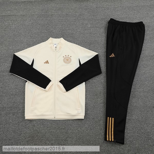Maillot Foot Achat Ensemble Complet Ensemble longue fermeture éclair vêtements De Sport Allemagne 2022 Blanc I Noir
